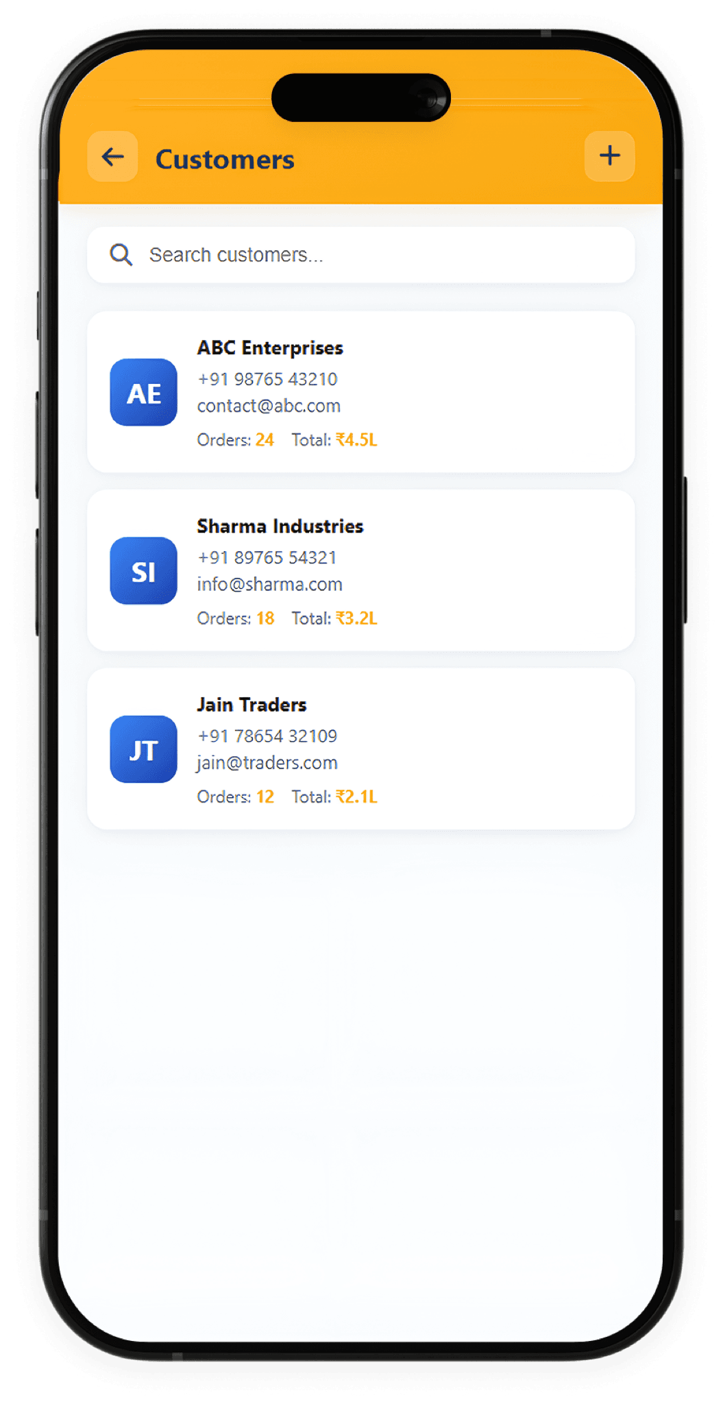 BeeStock app screenshot - customerlist