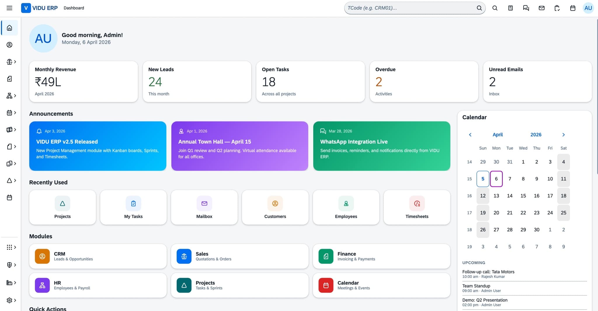 VIDU ERP modern user interface built on SAP Fiori
